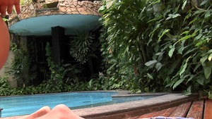 Mike in Brazil: Tattooed Camile Campos blowjob cum bikini