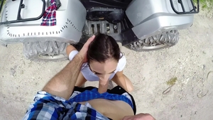 Stranded Teens: Ashlynn Taylor sucks JMac big cock in a car