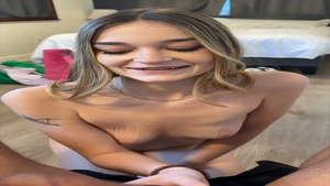 Brunette teen gets wrecked by daddy’s huge cock